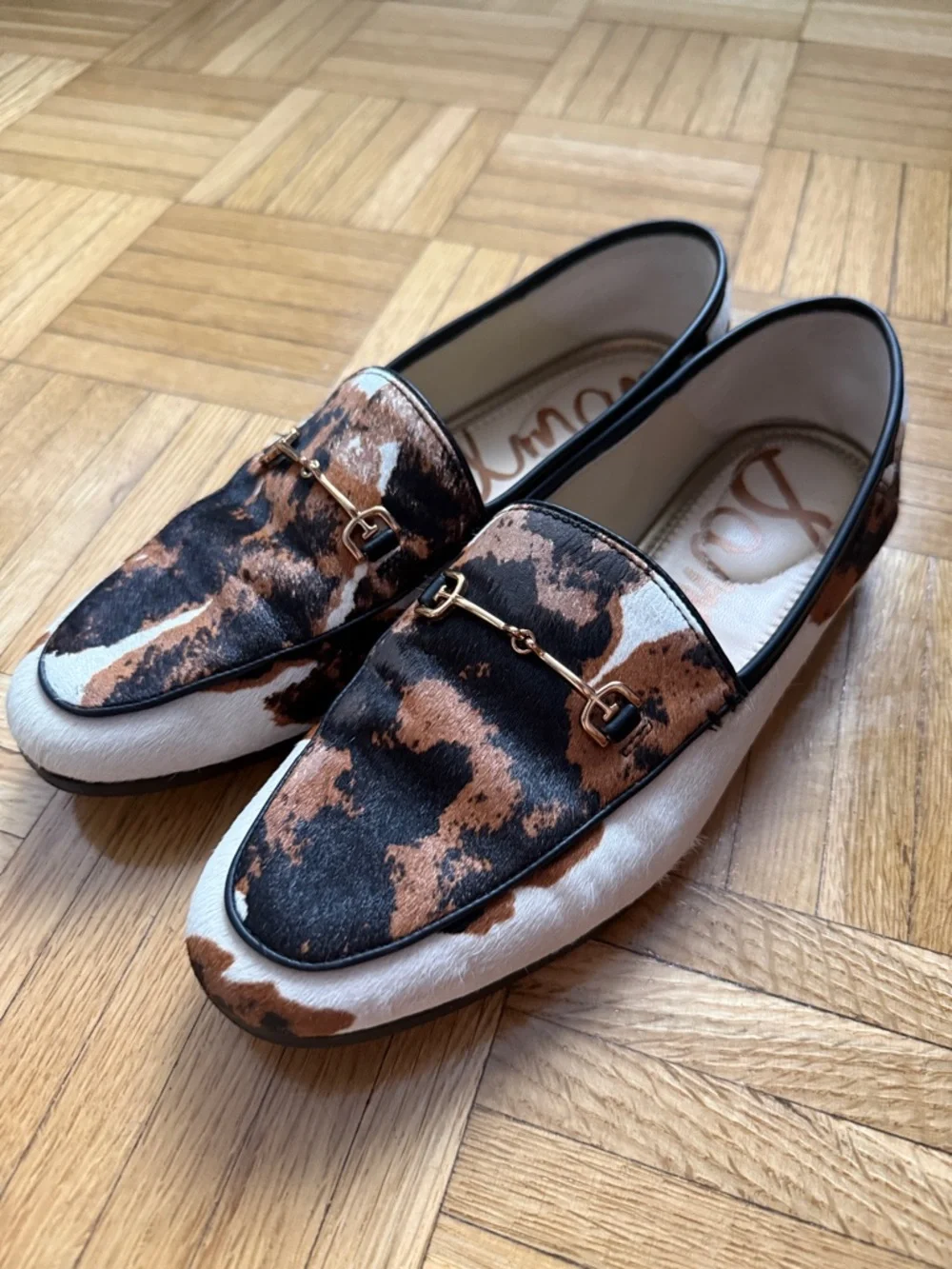 Sam Edelman Leather Calf Hair Cow Print Loraine Loafers